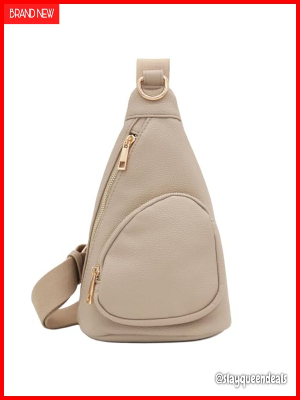 Faux Leather Sling Bag Crossbody Triangular Adjustable Strap